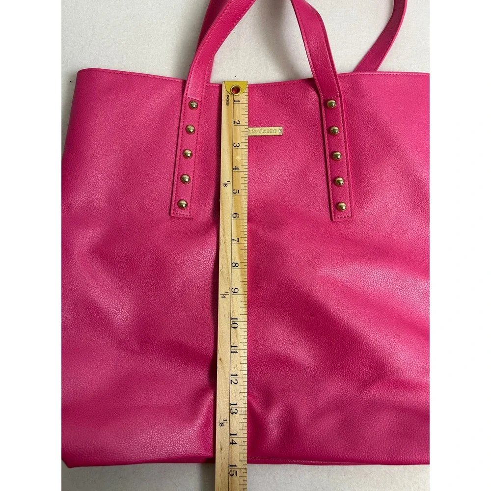 Barbiecore Juicy Couture Womens Large Hot Pink Studded Faux Leather Tote Bag‎